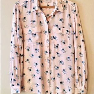 Loft Petite Small Blouse button down long sleeve